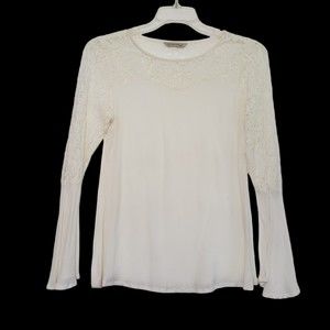 Soft Surroundings Medium Long Sleeve Blouse with Lace Accents